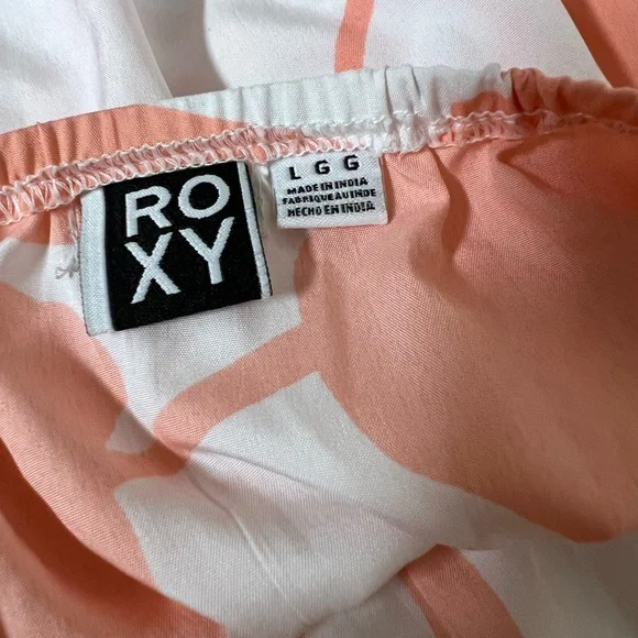 🍑SOLD Roxy One Shoulder Floral Mini Dress Peach & White Size L - Picture 6 of 8